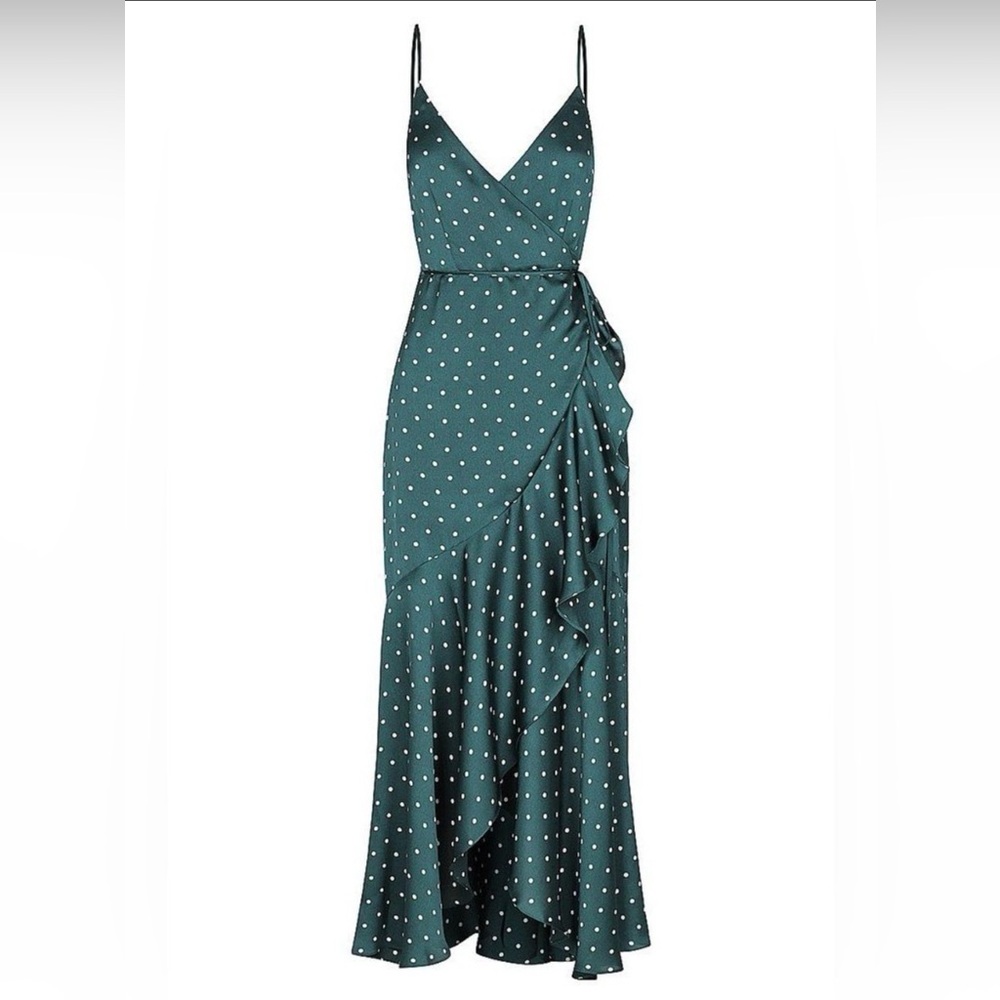 Shona Joy Martina Emerald Polka Dot Wrap
Midi Dress